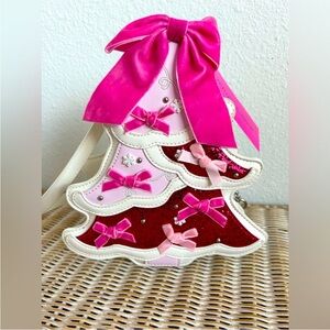 Betsey Johnson XO Merry Christmas Tree Mini Pink Coquette Bow Handbag
